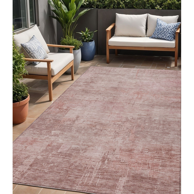 5' X 8' Abstract Washable Indoor Outdoor Area Rug