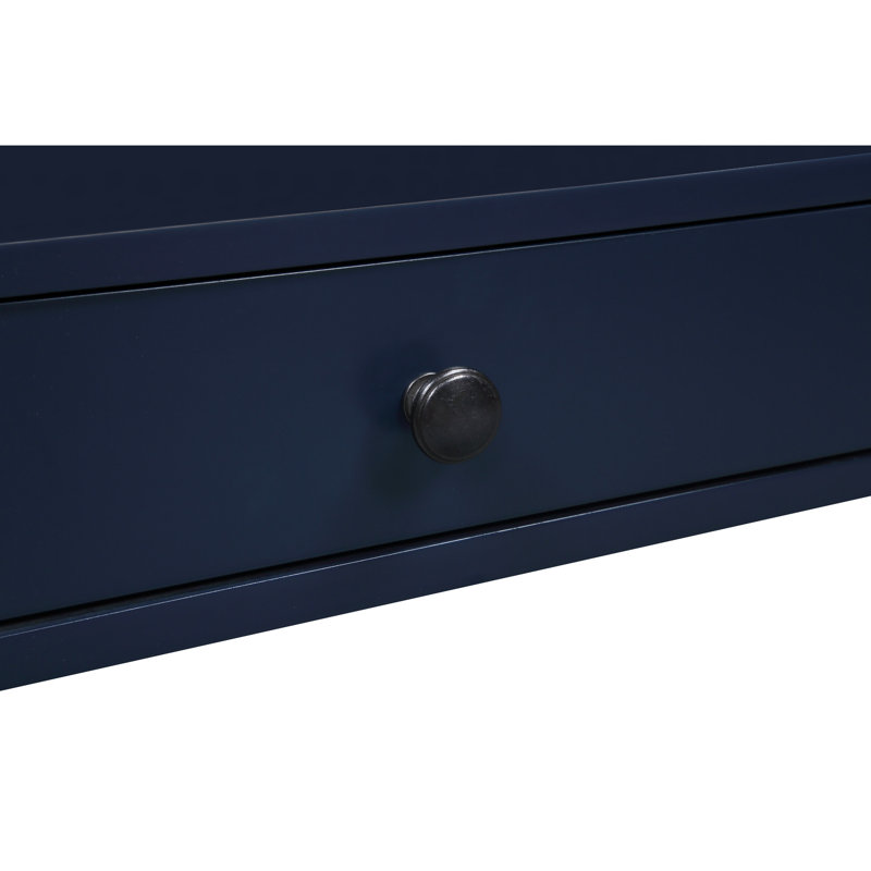 Table de chevet bleu minuit avec contreplaqué et pieds fuselés, Marine