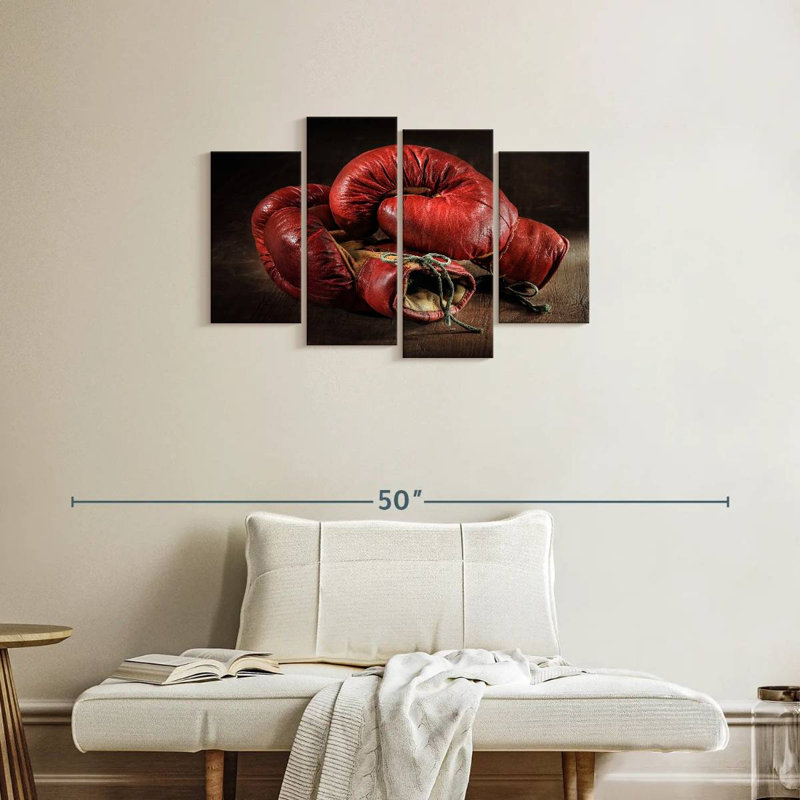 Sireci Red Leather Boxing Gloves, 22" H x 36" W