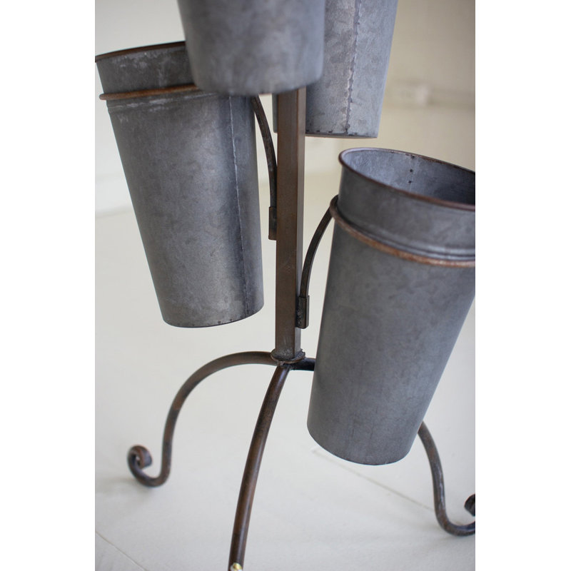  Pot à fleurs en métal, pot en fer gris vieilli H 66,5 po