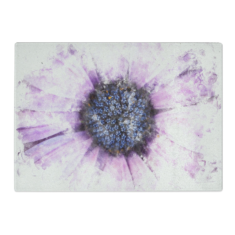 Tempered Glass the Eye of a Purple Flower Chopping Board, 28.5 cm x 39 cm