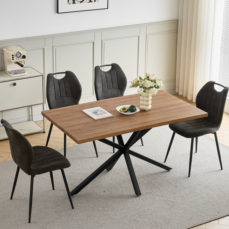 Upholstered Linen Dining Chair, Black, 4