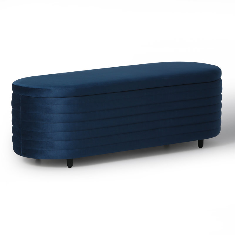 Farrah Upholstered Storage Bench, 18.1" H x 54" W x 19" D, Navy