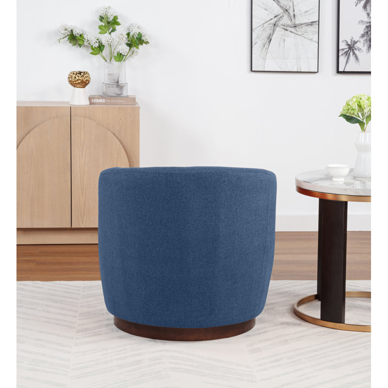 Upholstered Swivel Barrel Chair, Navy