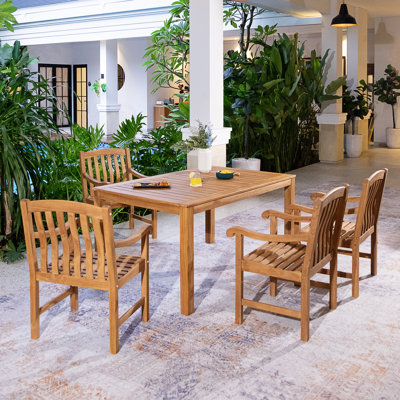 Brockington 4 - Person Teak Wood Outdoor Dining Set