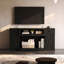 Meuble télé noir de style ferme de 64,5 pouces avec portes à croisillons, 2 tiroirs et 2 placards, compatible avec les téléviseurs de 75 pouces.