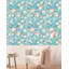 Red Barrel Studio® 93030 - Papier peint adhésif à motif d'aquarelle à motif floral autocollant bleu / gris / rose amovible en vinyle 17,7 po x 9,8 pi