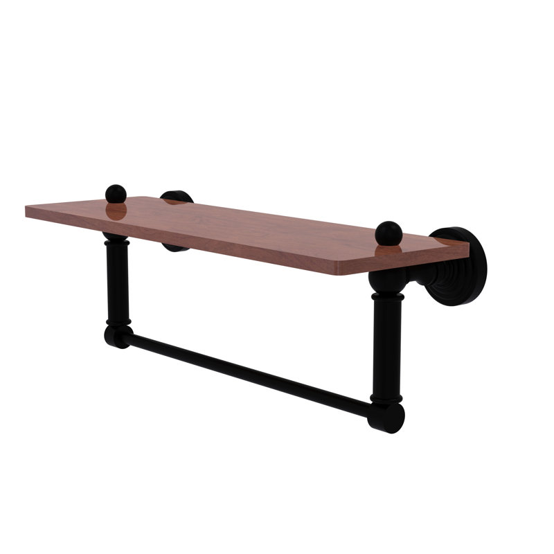 Beresford Bracket Shelf with Towel Bar, Matte Black, 5" H x 16" W x 5" D