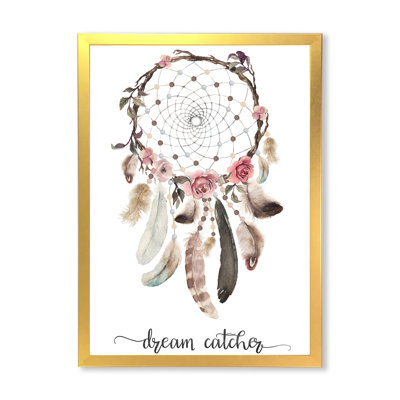 Dream Catcher With Ethnic Feathers - Painting on Canvas