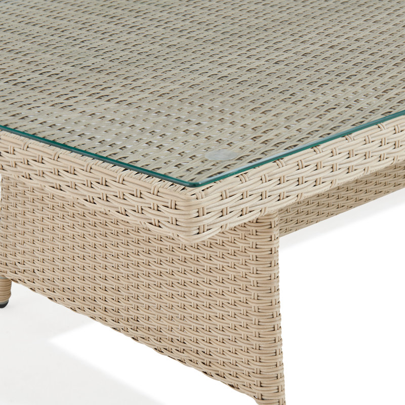Canapé d'extérieur en forme de L 78 po avec table en verre et coussins Pangkal Pinang