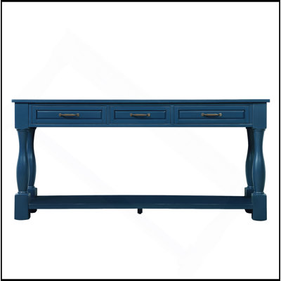 63Inch Long Wood Console Table With 3 Drawers And 1 Bottom Shelf For Entryway Hallway Easy Assembly Extra-Thick Sofa Table( Navy Blue)