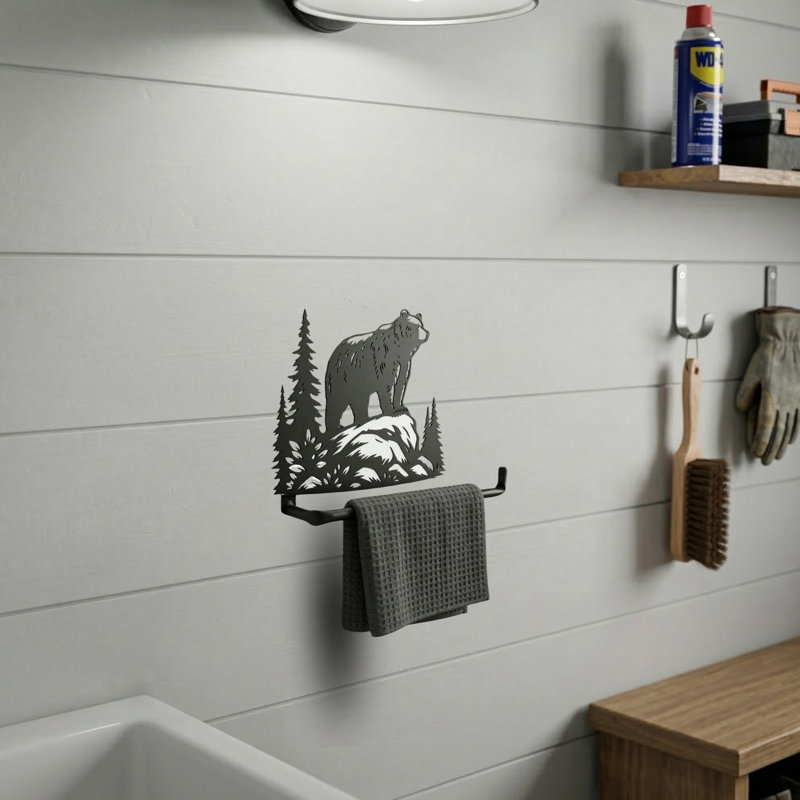 Porte-papier hygiénique mural en métal noir mat
