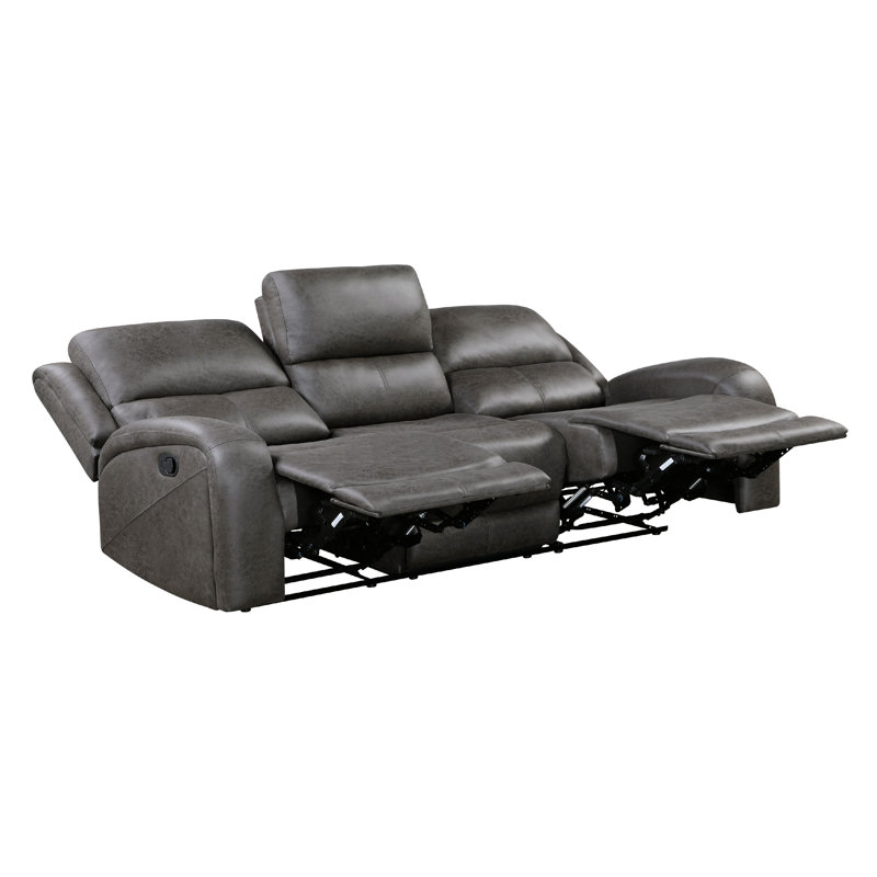 Canapé inclinable manuel double Patsy, microfibre polie grise 85 pouces
