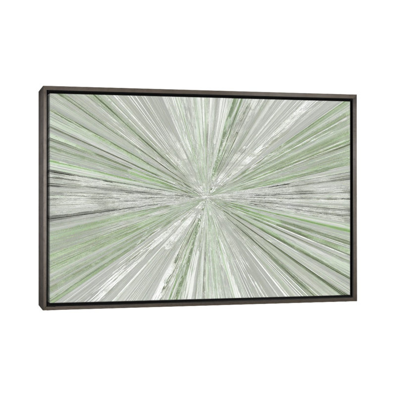 Shimmering Light I, Dark Rustic Wood Floater Frame  Canvas, Green, 26" H x 40" W