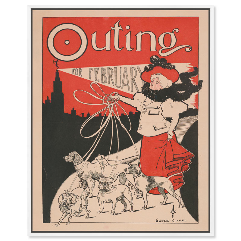 Outing for February 1896 Canvas Vintage Posters by Art Remedy, White Frame, 25" H x 21" W