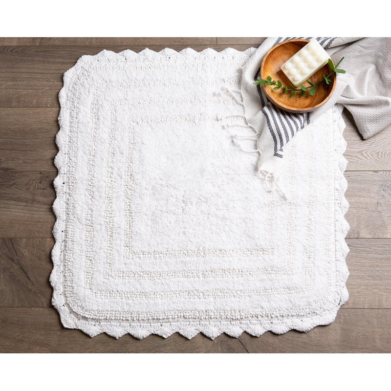 Lisk Cotton Bath Rug, White