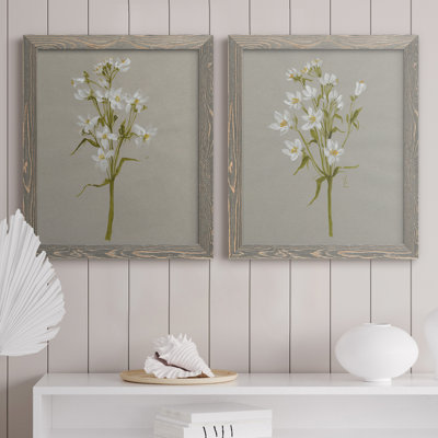 «White Field Flowers I», ensemble de 2 peintures sur toile encadrées