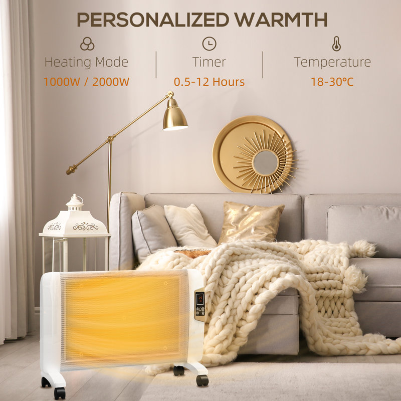 Belfry Heating Yessenia 1000 Watt 3412 BTU Electric Panel Space Heater, White