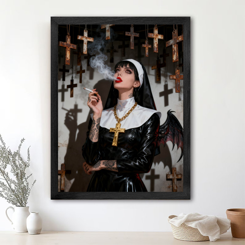 Reproduction d'art encadré noir rétro, H 11 po x l 9 po