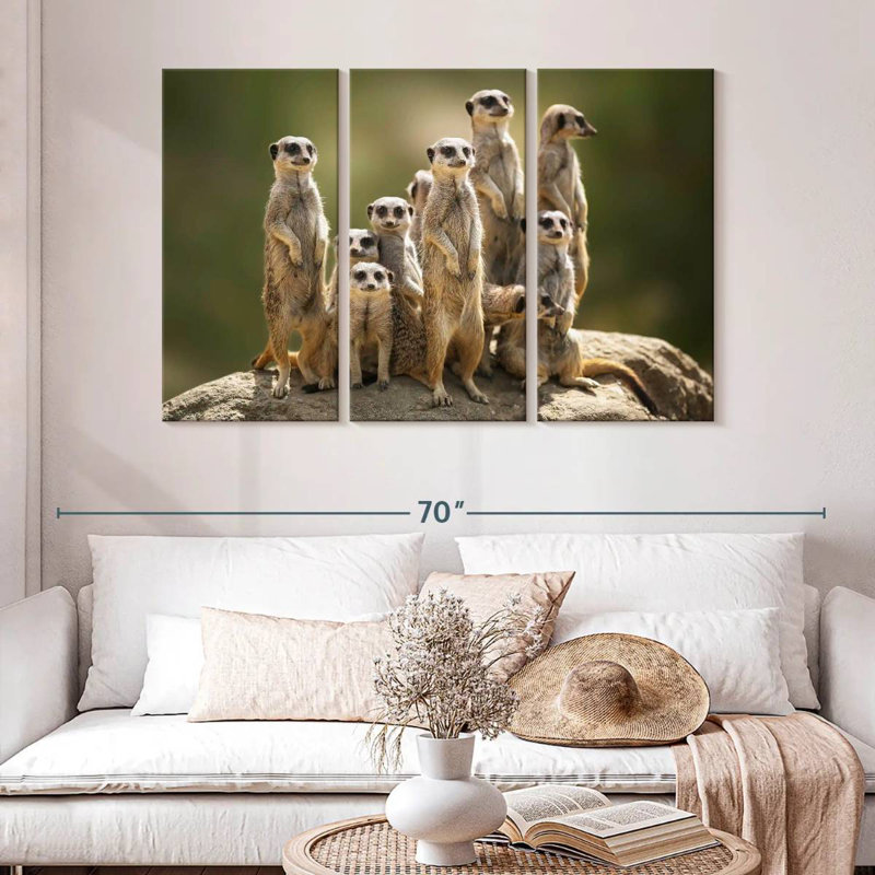 Famille de suricates Brampt, H 32 po x l 50 po