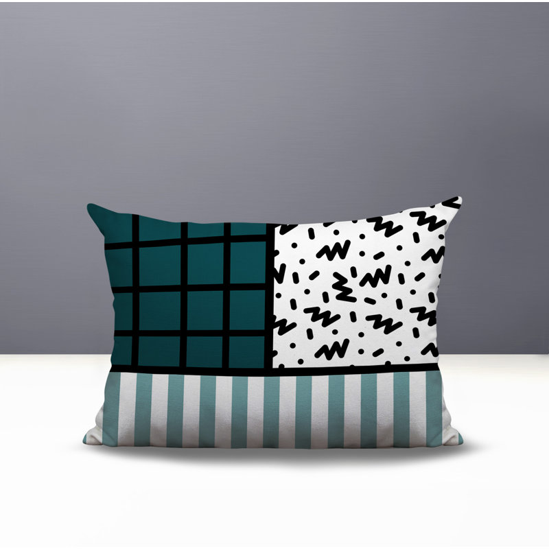 Oreiller rectangulaire réversible intérieur / extérieur Minka, Rectangulaire H 14 po x l 20 po, Émeraude