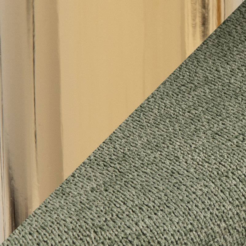 Tabourets réglables Cassandra avec repose-pieds arrondi en T, Doré, Polyester vert