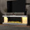 Meuble télé moderne avec foyer électrique intégré, console multimédia 66,5 po avec éclairage DEL pour centre de divertissement de salon