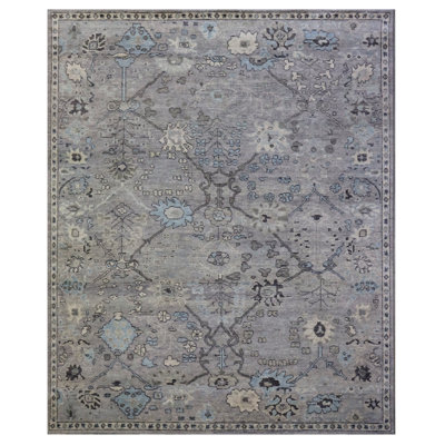 Tapis gris unique de 8 pi 1 po x 10 pi 1 po années 1910