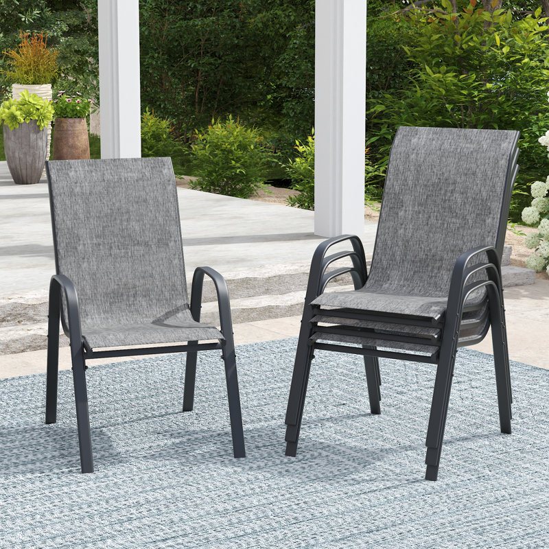 Stackable Patio Dining Chairs, Gray
