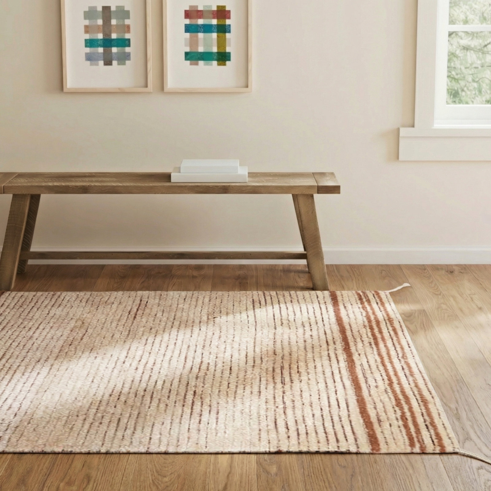 Reversible Washable Rug Twin Toffee, Rectangle 5'7" x 8'