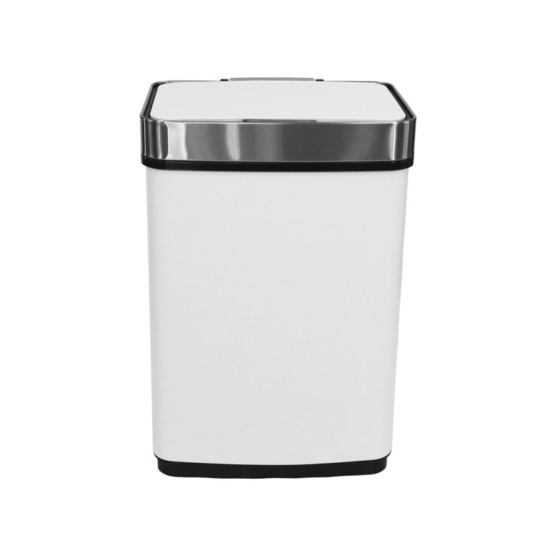 Aluminum Motion Sensor Kitchen Trash Can - 13.2 Gallons, White/Silver
