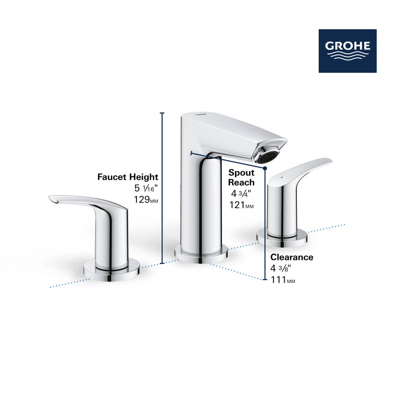 Eurosmart® Widespread Bathroom Faucet, StarLight Chrome
