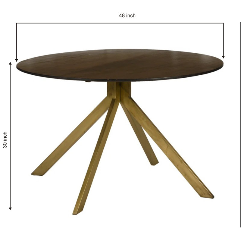Steyning  Carter Wooden Iron Dining Table 60", 30" H x 48" L x 48" D 