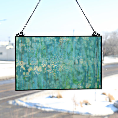 Panneau de fenêtre en verre teinté turquoise opaque de H 10,75 po Theo