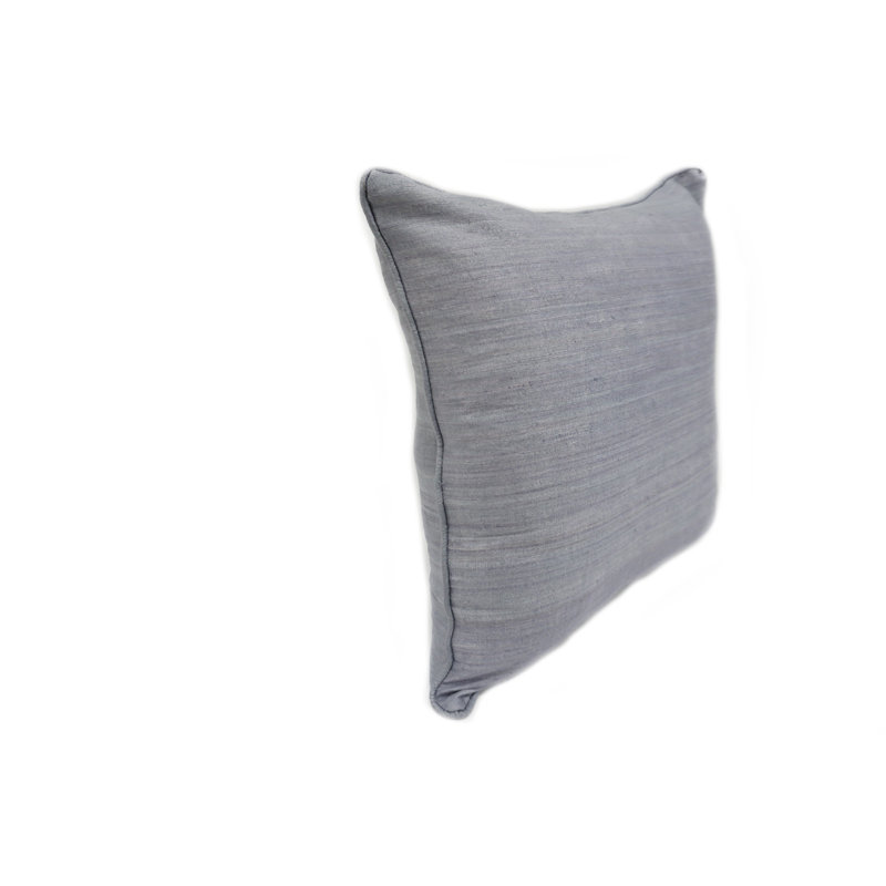 Coussin en soie brute 18 po, Gris clair