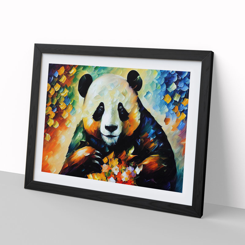 XH1022-6776X Panda Vol.1 - Single Picture Frame Painting, Black Framed, 46cm H x 64cm W x 2cm D