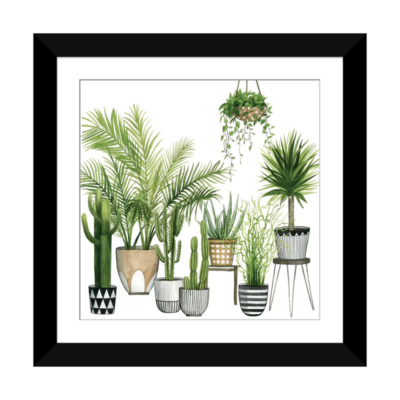 « plante refuge ii », reproduction d’impression sur toile, H 16 po x l 16 po x P 1 po, Papier avec cadre noir, Blanc