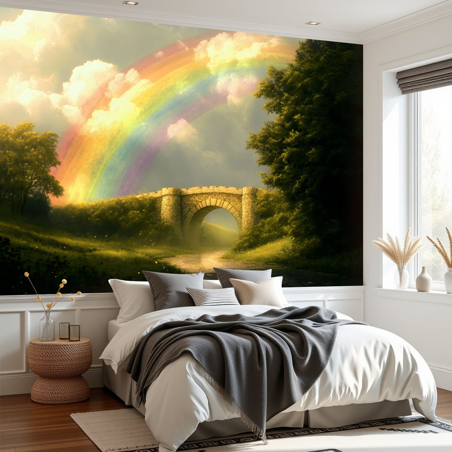 Latitude Run® Wall Mural Peel and Stick Wallpaper Castle Stone Bridge ...