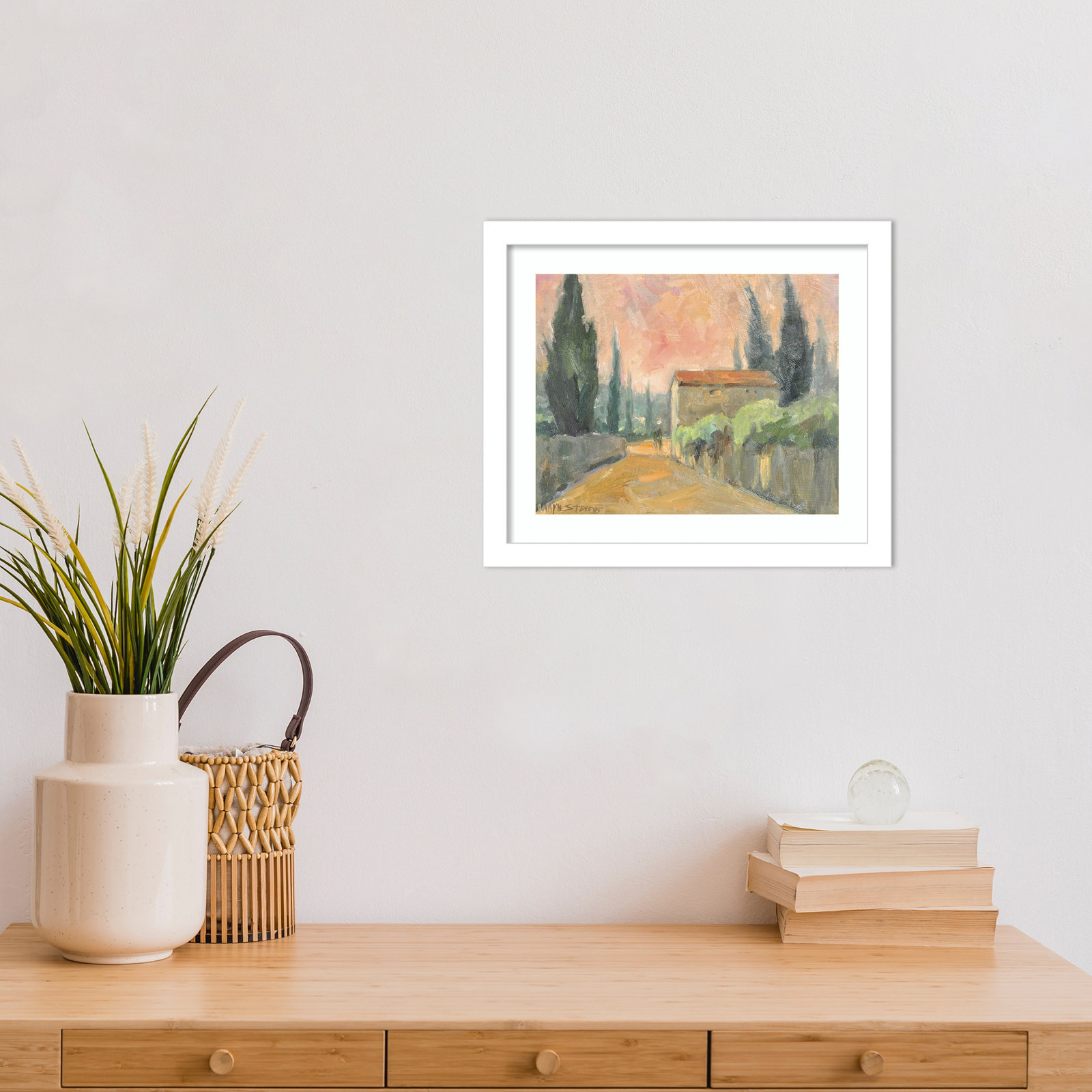 Tuscan Farmhouse Print, White, 11" H x 13" W