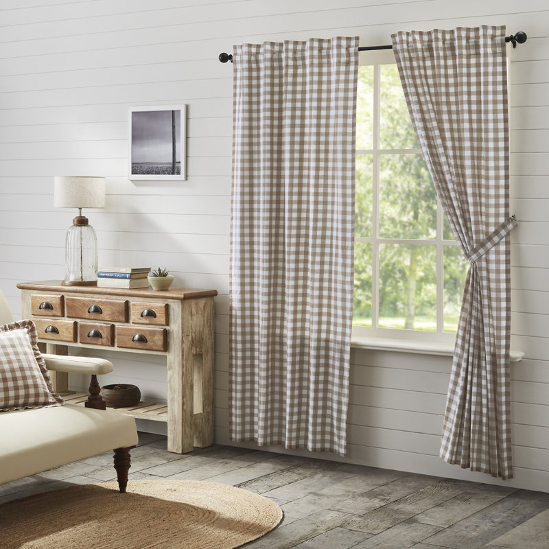  Annie Buffalo Check 100% Cotton Gingham Room Darkening Rod Pocket Curtain Panels, Portabella, 40" W x 84" L