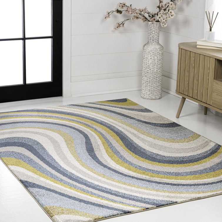 Albarado Abstract Swirl Blue/Mustard/Gray Rug