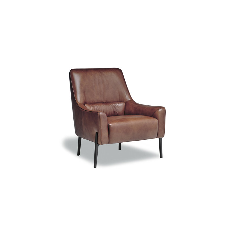 Fauteuil d'appoint en cuir véritable de 30 po avec pieds en métal Giovanni