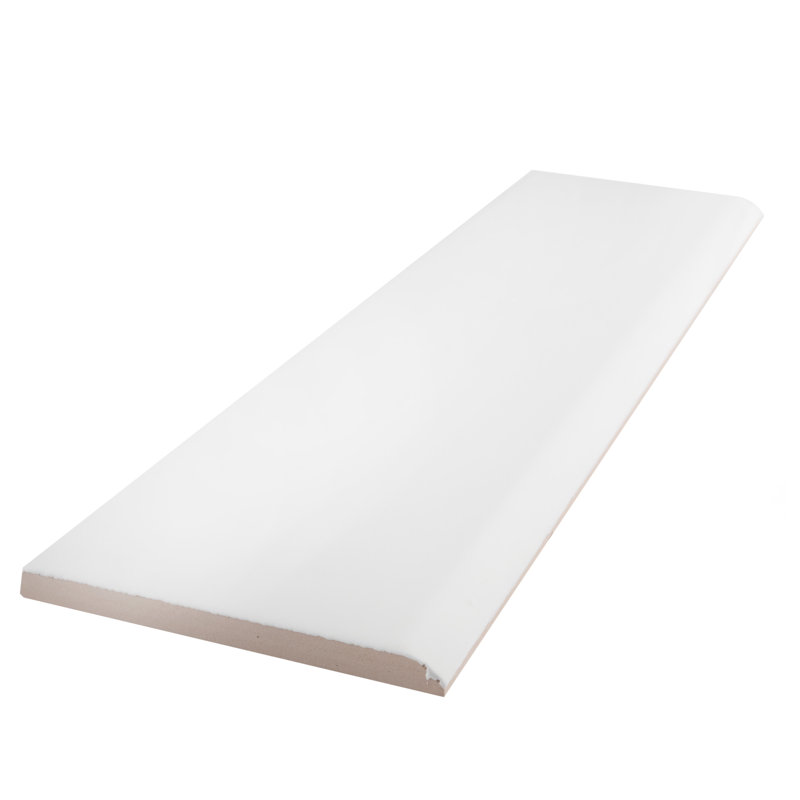 Battiscopa 18" x 3" Ceramic Bullnose Tile Trim, Matte White