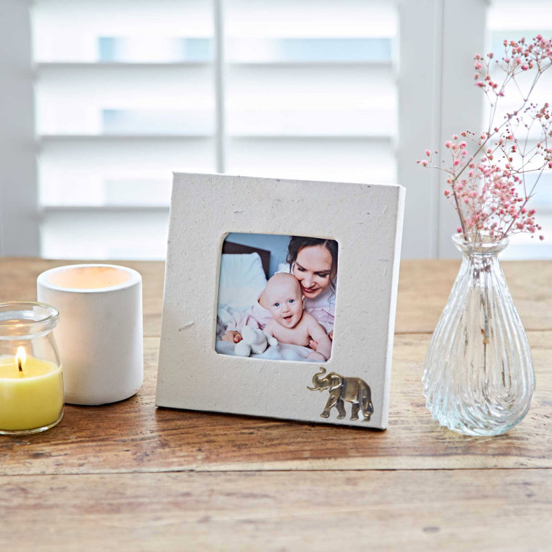 Natural Elephant Dung/Paper Picture Frame, 15.5cm x 15.5cm, Square