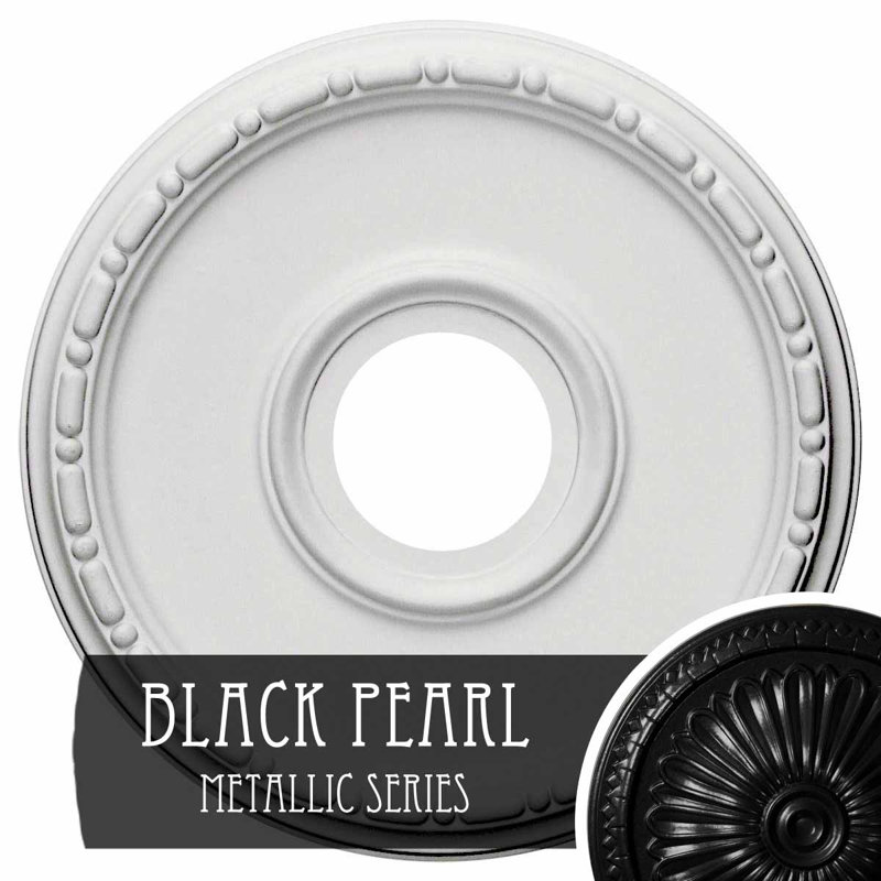 Endurathane Medea Ceiling Medallion, 16 1/2"OD x 3 7/8"ID x 1 1/2"P (Fits Canopies up to 5 3/8"), Hand-Painted Black Pearl Finish
