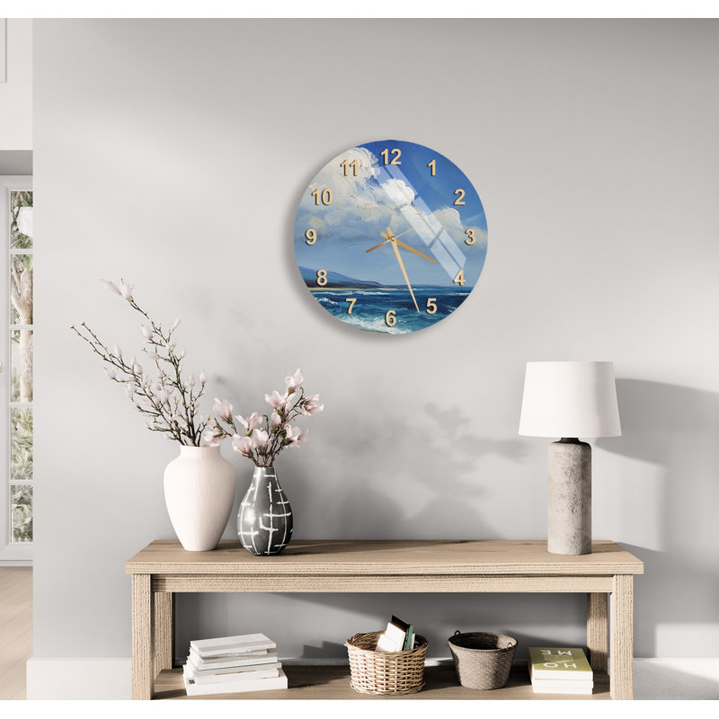 Horloge murale Peaceful Ocean Wave, Doré