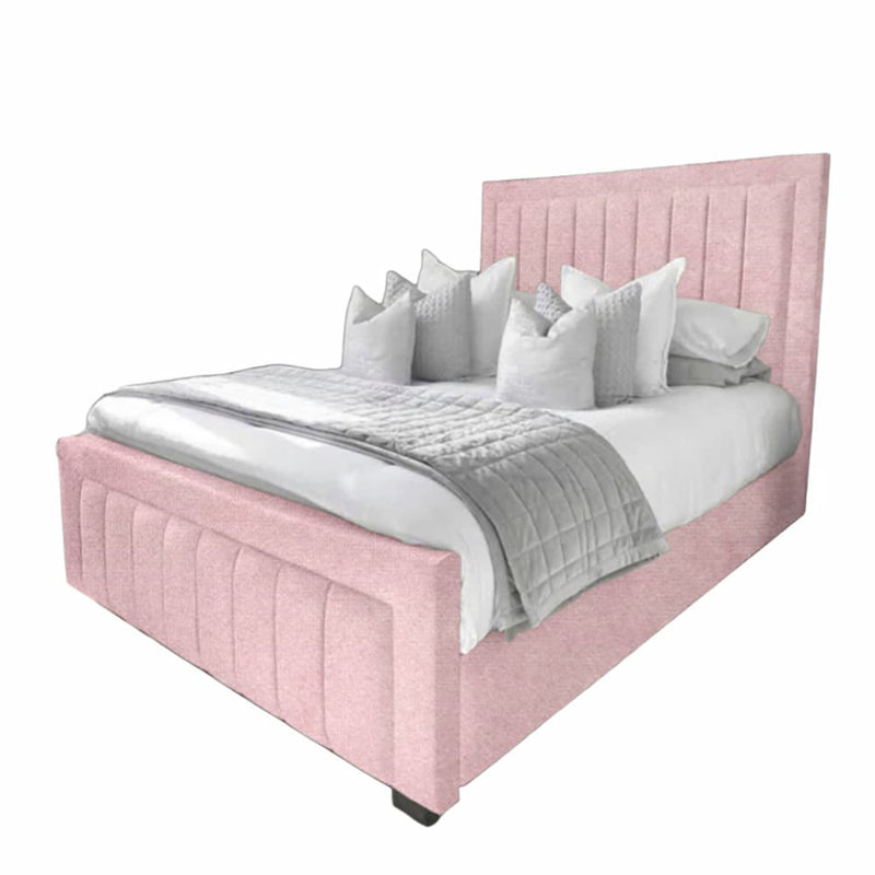Abianna Upholstered Bed, Pink, Small Double (4')