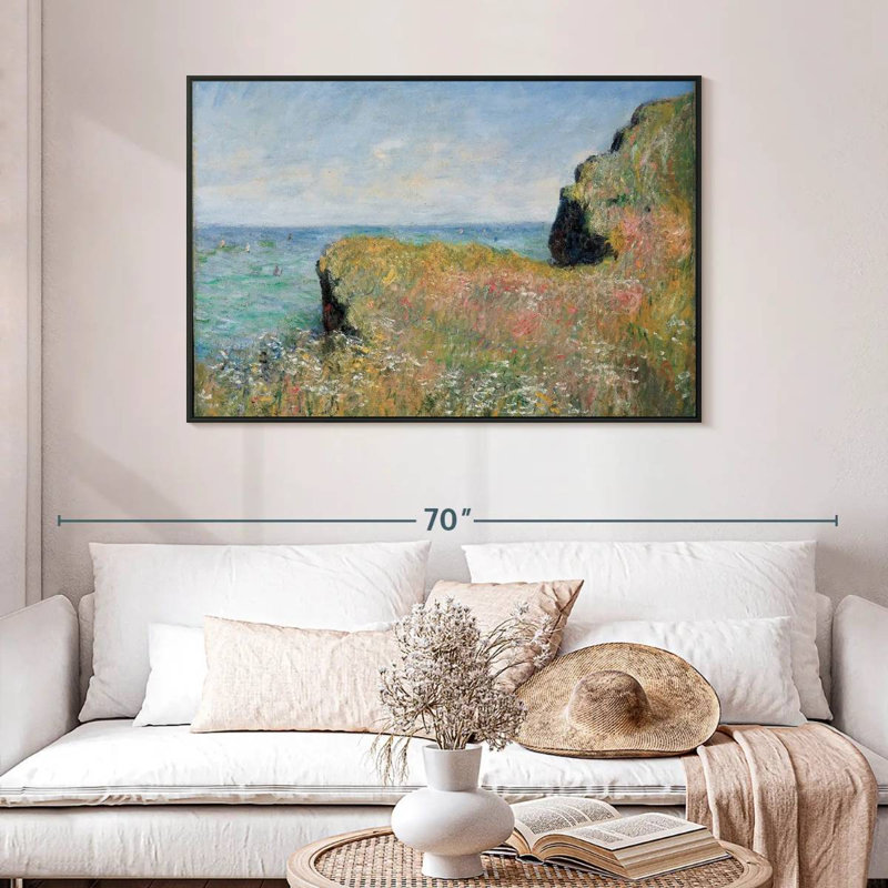 Bord de la falaise Pourville, 46 po x 31 po, Cadre flottant noir