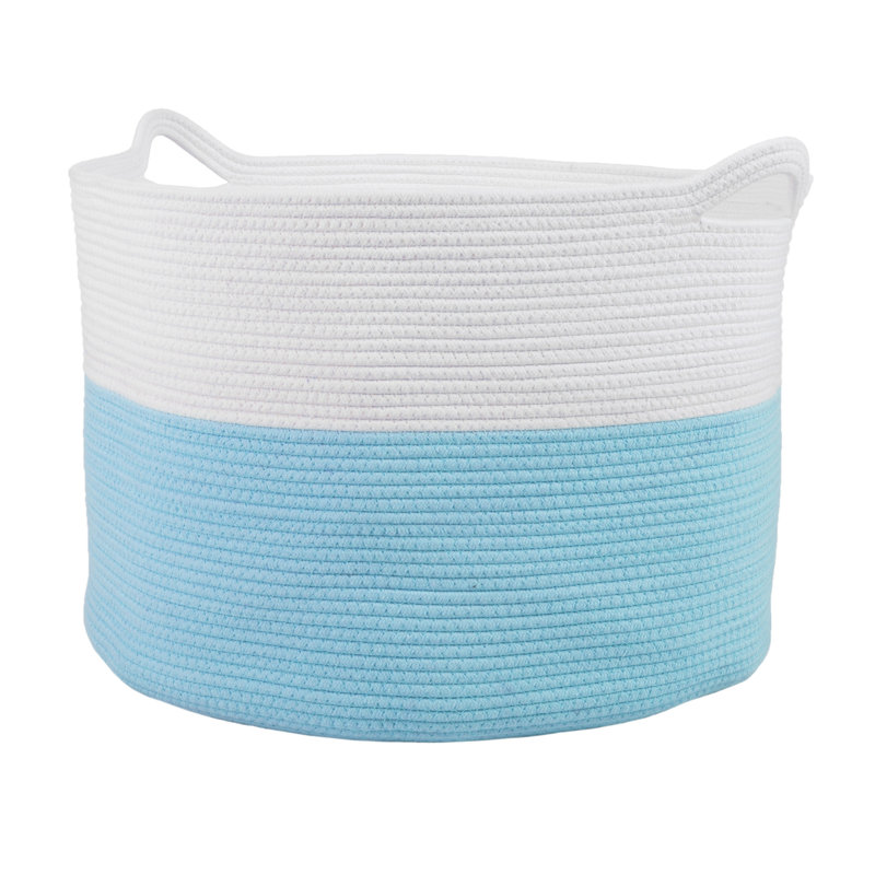 Très grand panier en corde tissée par Highland Dunes, Bleu
