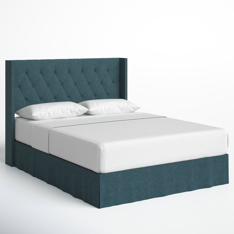 Bellavia Tufted Upholstered Panel Bed, Blue, Full